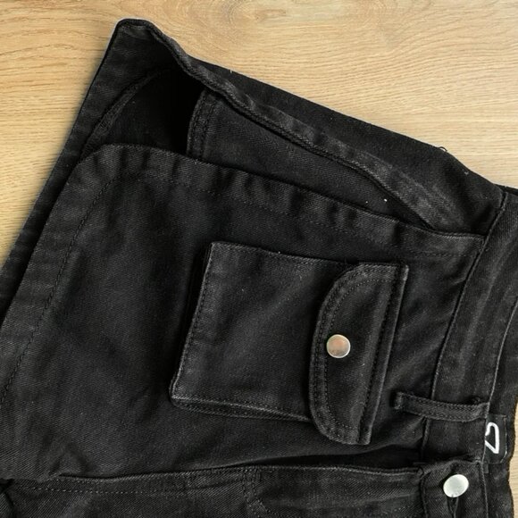 Black Denim Cargo Shorts - Picture 3 of 6